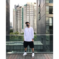 372번 Toos. 20FW 오버사이즈 베이직 믹스드 솔리드 라운드타밑단 긴팔 티셔츠 남녀 트렌드Z