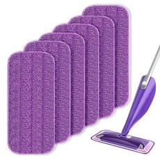 HEEYGEY Swiffer WetJet 대걸레와 호환되는 재사용 가능한 대걸레 패드 6팩 습식 제트 리필 세탁기 세탁 웻젯 바닥 청소용 및 건식 사용 퍼플, 6개