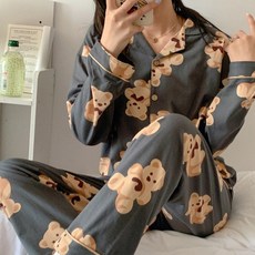 곰돌이 카라 긴팔 상하세트 파자마 홈웨어 잠옷