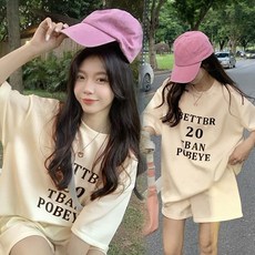 임산부 여름 세트 캐주얼 반팔 티셔츠 상의 + 와이드 반바지 상하 투피스 루즈핏 스포츠 임부복 기질 얇은 임부 투세트 빅사이즈
