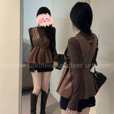 세트 추동 반폴라 긴팔 슬림핏 레깅스+딥브이넥조끼 조거벨트조끼 투피스 퀄리티 대박 urkoteer 2024-rr-11-25