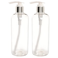 DT400 펌핑용기 400ml + 디스펜서, 용기 (투명), 캡 (실버), 2개
