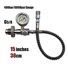 미니산소통 스쿠버 다이빙탱크 HP 충전 스테이션 어댑터 DIN 커넥터 HPA 다이빙 호스 6000psi400bar 게이지 큰 탱크와 작은 병, 05 15inch Hose