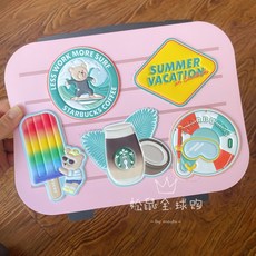스타벅스 서머레디백 꾸미기 스티커 패키지, 분홍색 스티커 책 pvc