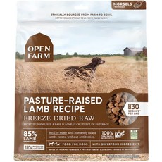 Open Farm Freeze Dried Raw Dog Food 비GMO 슈퍼푸드 기른 양고기 동결 건조 13.5oz, 목초지에서 자란 어린 양, 1개 - 오픈팜사료