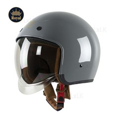 로얄헬멧 오픈페이스 M139 오토바이 유광 락 그레이 시멘트색 바이크 헬멧 하이바 레트로 클래식 반모 (쉴드 포함), 유광 락그레이 XL(58-59cm)