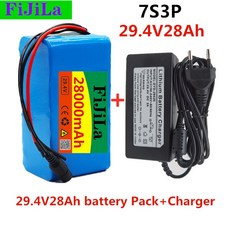 24V 28ah 7s3p 18650 배터리 리튬 배터리 29.4V 2800mah 전기 자전거 moped 전기 리튬 이온 배터리 팩 + 충전기|Battery Packs|, 단일, 1개