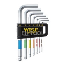 일본 WISE 숏타입 육각볼렌치세트 SBNC-700S 7PCS 1.5-6MM 6각렌치 볼렌지 렌찌 셋트 짧은타입, 7개