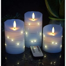 현등이 내장된 댄립 불꽃 없는 캔들 5피스 LED 10키 리모컨 24시간 타이머 기능 댄싱 플레임 리얼 왁스 배터리 구동. (아이보리 화이트), Sky BlueZ#1*3