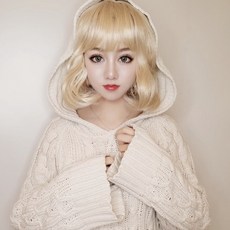 벨르비쥬 포코 금발 여성단발가발, 개, 골든