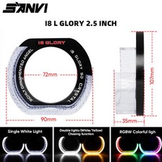 자동차 부품 렌즈 DRL 주행등 DIY용 아이즈 12V 3 개조 헤일로 BMW 인치 DC 링 2.5 LED 헤드라이트 인치 엔젤 프로젝터 SANVI 주간, 없음, 12) 2.5 Inch White - i8V