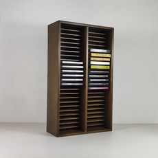 제이라프 테이프 수납 선반 포장지 전시 70x40x120cm 수납랙 정리함 정리선반 공방 종이걸이, 블랙 호두 더블 CD 홀더