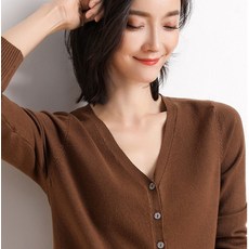 치치몰 니트 심플 솔리드 여성의류 여성 가디건 V넥 기본(허리길이)가디건