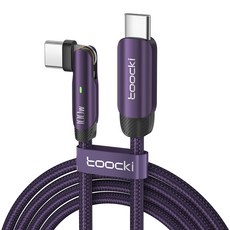 Toocki 투키 LED 100W C to C타입 PD 180도 회전 초고속 충전 케이블, 1m, 보라색, 1개