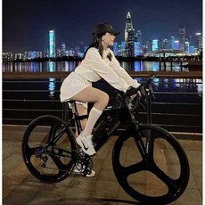 와이비홀딩스 쓰나미픽시 자전거 카본 경량 입문용 로드사이클, 9단벤트핸들바썸시프트마그네슘합금3블레이드휠모델