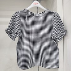 소이고방체크블라우스