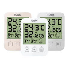 휴비딕 디지털 온습도계 HT-7 시계 아이콘 표시, 그레이, 1개