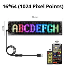 스마트 블루투스 프로그래밍 LED 패널 픽셀 매트릭스 디스플레이 자동차 광고 조명 LED 모듈 스크롤링 텍스트 애니메이션 패턴, 1개