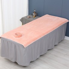 마사지샵 구멍 타월 부드러운 침대 커버 시트 베드 대형 수건 피부관리실 뷰티샵, 파스텔 오렌지190x 90cm