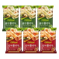 (무료배송) 롯데 쉐푸드 김치 롤만두 180g x 3개 + 쫄깃 롤만두 180g x 3개