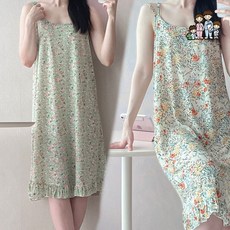 500993 여자 잠옷원피스 여름잠옷 끈 민소매 냉장고 까실이 쿨