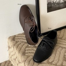 [ 모던 디자인 옥스포드 단화] 착화감이 좋은 레이스업 여성 로퍼 플랫 단화 / 레이디 미씨 젊은 엄마 오피스화 ( 2color 1.5cm )
