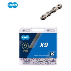 자전거체인 kmc x9 9단체인 시마노호환 로드 MTB 겸용체인, 1개