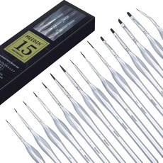 MEEDEN Micro Detail Paint Brush 세트 아크릴 수채화 오일용 15Tiny Professional Miniature 미세한 디테일 브러쉬 디테일, 1, 단일옵션