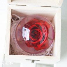 민들레 표본 유리구슬 단델리온 문진 크리스탈볼, 7.8CM 붉은 장미 (라피아 가방)