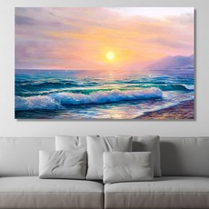 유홍아트 핑크 바다 와이드 풍경 사진 그림 액자 6호(41x27cm) (5729210), 단일색상