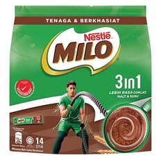 MILO 3 인 1 밀크초콜릿 코코아 파우더, 1개, 14개