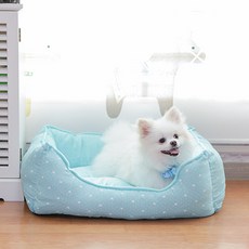 스펜서 하트 땡땡 강아지 방석, 블루