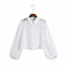 자라 ZARA 펀칭 자수 화이트 셔츠 여성 여름 포인트 블라우스 봄 가을