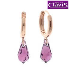 Clavis [클라비스] 14k 스와로브스키 아메시스트 물방울 원터치 귀걸이 CL14kp_EGP082