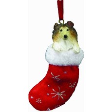 Collie Christmas Stocking Ornament with "Santa's Little 콜리 크리스마스 스타킹 장식 "산타의 작은 친구" 손으로 페인팅 및 스티치 디테