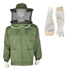 Creek Beekeeping Supplies -- 둥근 베일/모자가 있는 양봉 재킷 올리브 그린., Creek Beekeeping Supplies -- 둥