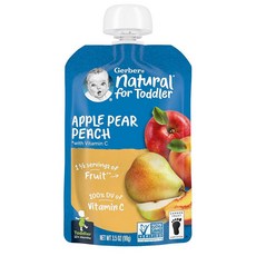 거버 이유식 내추럴 포 베이비 애플 피어 피치 Gerber Baby Food Pouches Toddler 12+ Months, -, 1개