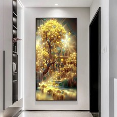 초대형 금전수 보석십자수 돈나무 그림 DIY 세로형, 60x110cm, 1개