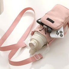스피지 여행용 텀블러 크로스백 물병 파우치, 1개, 핑크