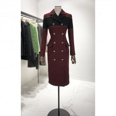 모조에스핀 체크 배색 트위드 원피스 S224MSE032