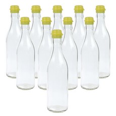 가인글로벌 투명 기름병350 + 코벤트캡 노랑 유리병 참기름병 용기, 10개, 350ml