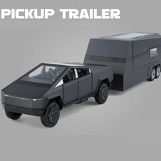 미니카 132 테슬라 사이버트럭 픽업 트레일러 합금 자동차 모델 다이캐스트 금속 오프로드 차량 트럭 소리와 빛 선물, 2.Gray