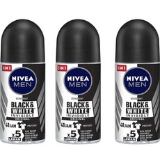 니베아 Nivea MEN 48h 맨 블랙앤화이트 데오드란트, 3개, 50ml - 니베아포맨