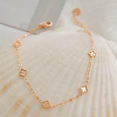 심플한 기본 클로버 체인 커팅 14K 레이어드 팔찌