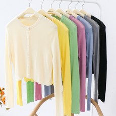 루즈핏니트 쿠인 시원하고 달콤한~ 란세이 스카이실크 선스크린 크루넥 니트 카디건 여름철 상큼하고 헐