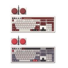 [성의] 8BitDo Retro 108 기계식 게이밍 키보드 FC/N판 108키 슈퍼레드키포함 핫스왑DIY 5핀OK TOP구조 알루미늄위치판 2000mah 클래식 레트로 무선3모드, N버전-화이트그레이--화이트축(카이화BOX V2축)