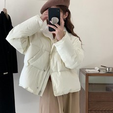 겨울 키작녀 순색 숏 누빔 하이넥 도톰 방한 집업 패딩 학생룩 캐주얼 배이직 멀티 점퍼 X88D