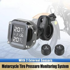 압력 모니터링 2 타이어 디스플레이 센서 센서 온도 LCD TPMS 시스템 타이어 압력 외부 개 오토바이 오토바이, 1개