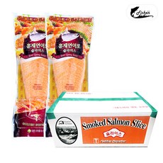 피쉬앤 칠레 훈제연어 통슬라이스 업소용, 1박스, 10kg