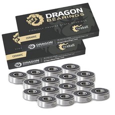 Fireball 드래곤 롤러 스케이트 베어링 16팩 - 고성능 등급 롤러블레이드 인라인 베어링 수명 보장 (원 사이즈 레이스), 세라믹